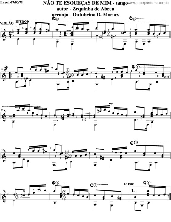 Partitura da música Não Te Esqueças De Mim