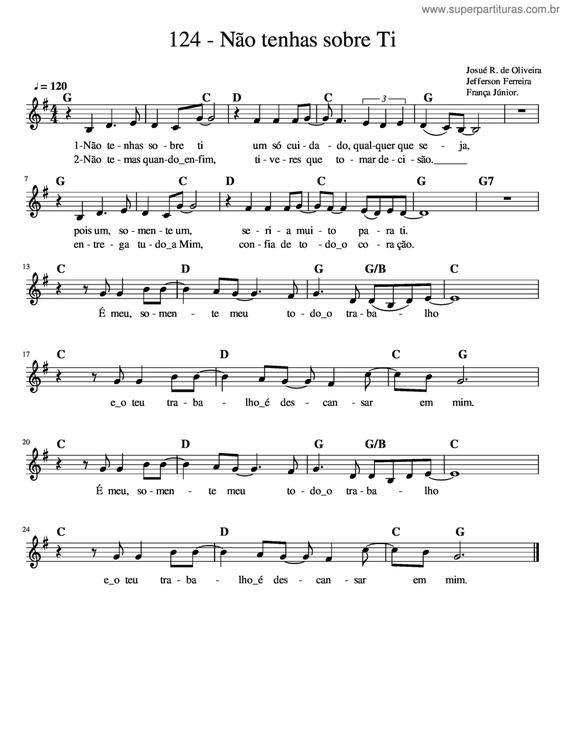 Partitura da música Não Tenhas Sobre Ti