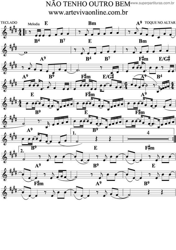 Partitura da música Não Tenho Outro Bem