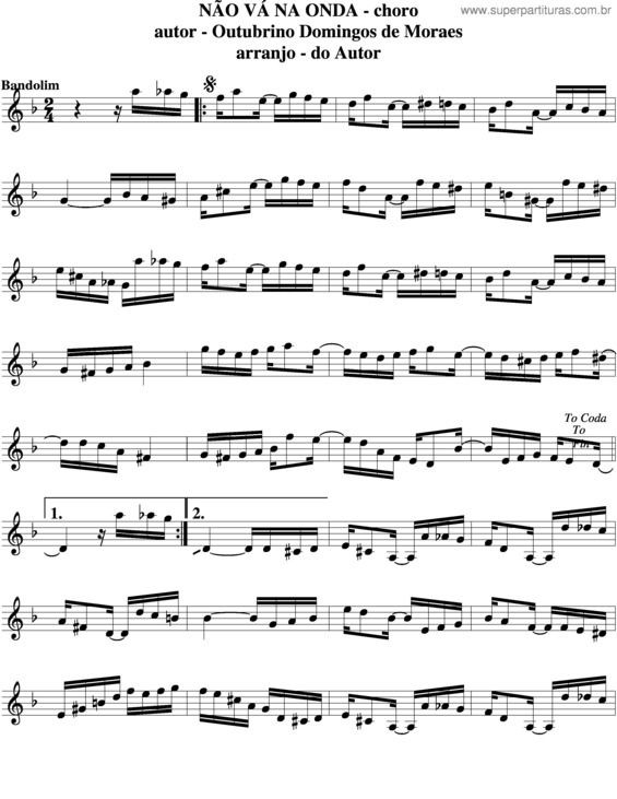 Partitura da música Não Vá Na Onda v.5