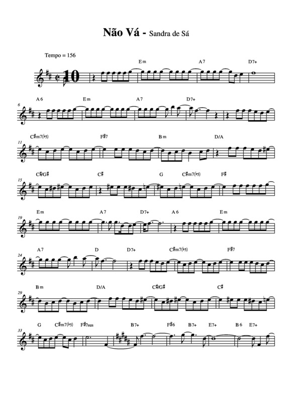 Partitura da música Não Vá v.2