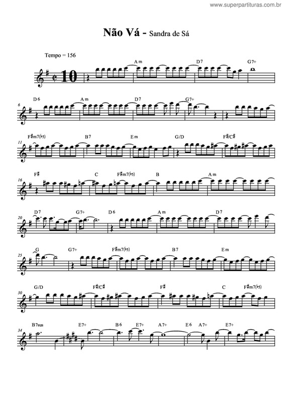 Partitura da música Não Vá v.4