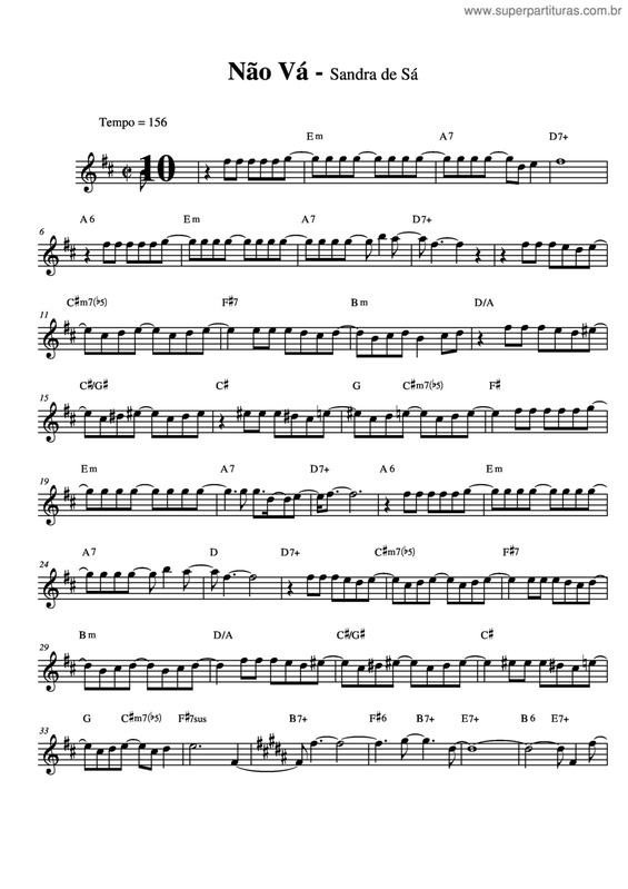 Partitura da música Não Vá v.5