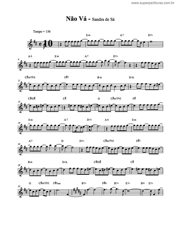 Partitura da música Não Vá