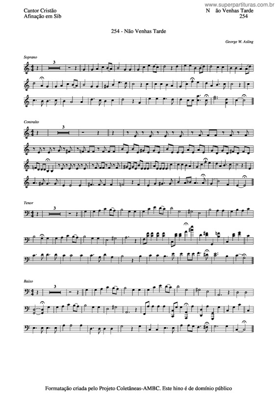 Partitura da música Não Venhas Tarde v.3