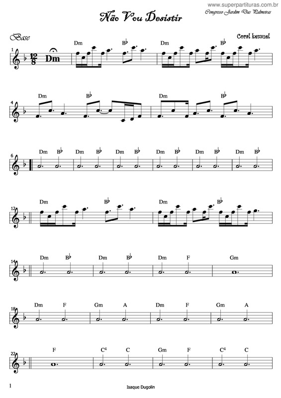 Partitura da música Não Vou Desistir v.2