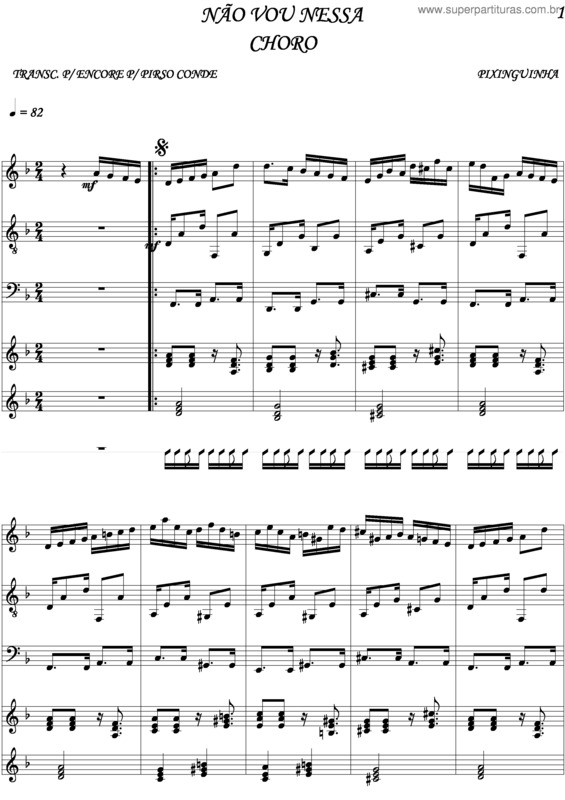 Partitura da música Não Vou Nessa v.2