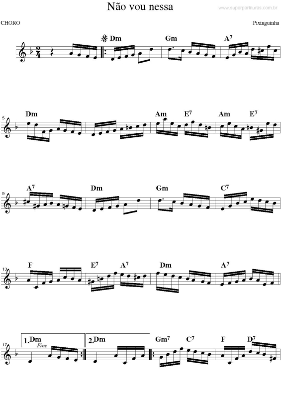 Partitura da música Não Vou Nessa