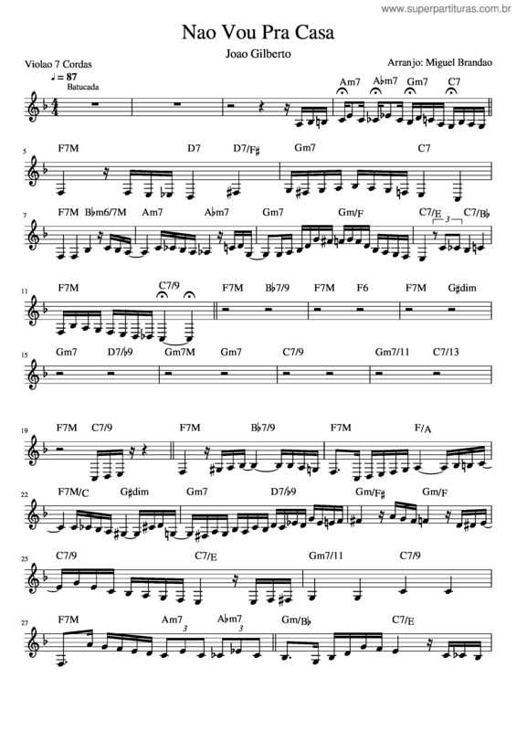 Partitura da música Nao Vou Pra Casa 7 Cordas