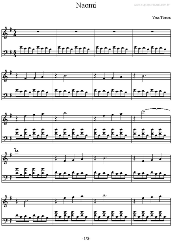 Partitura da música Naomi