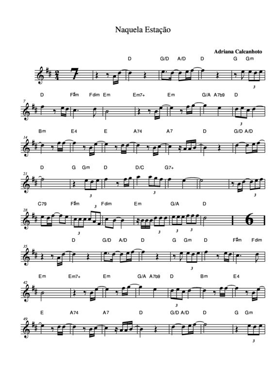 Partitura da música Naquela Estação v.2