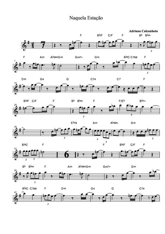 Partitura da música Naquela Estação v.3