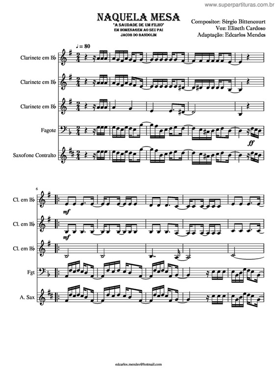 Partitura da música Naquela Mesa v.10