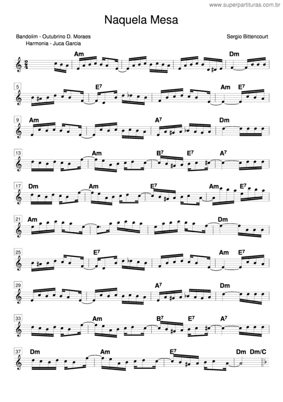 Partitura da música Naquela Mesa v.7