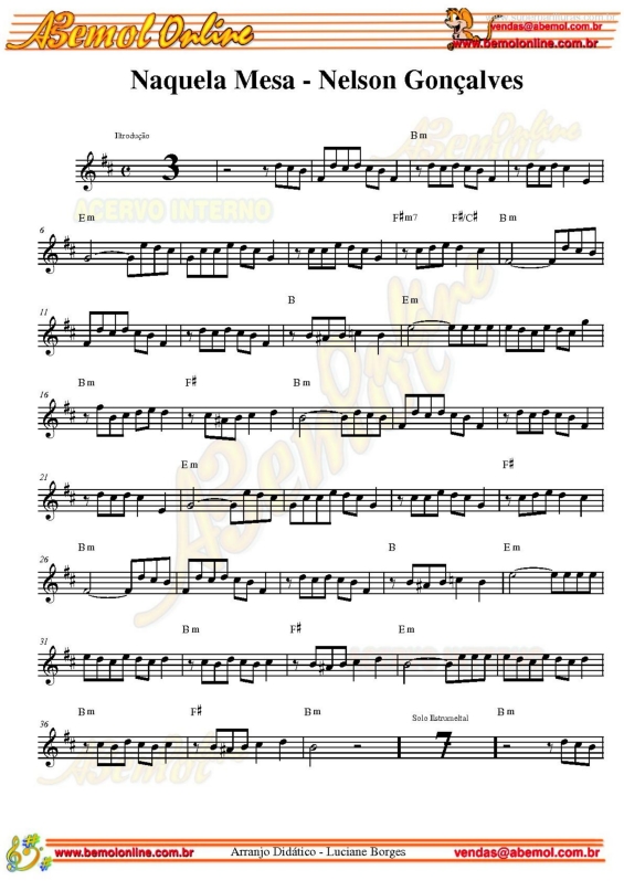 Partitura da música Naquela Mesa