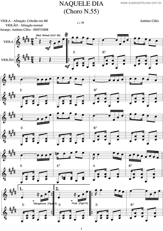 Partitura da música Naquele Dia