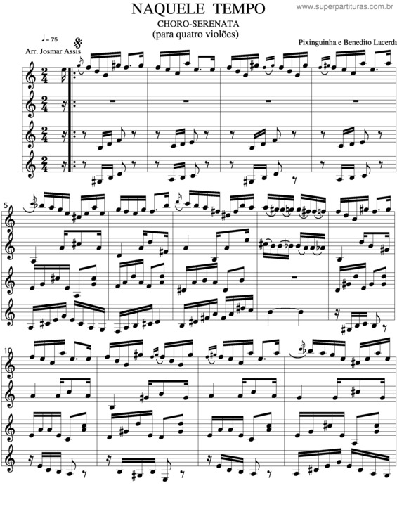 Partitura da música Naquele Tempo v.4