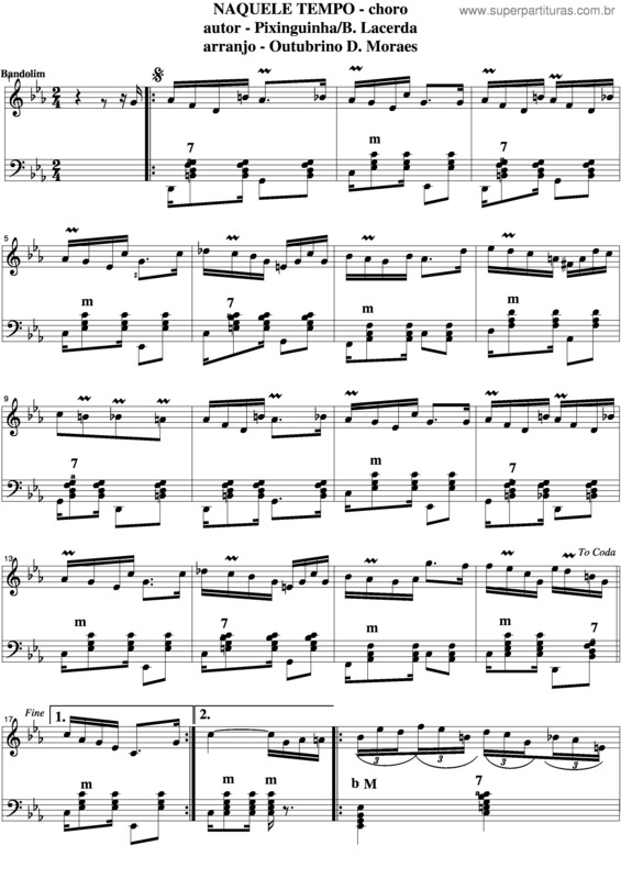 Partitura da música Naquele Tempo v.7