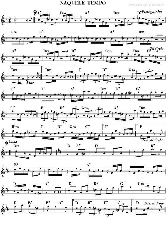 Partitura da música Naquele Tempo