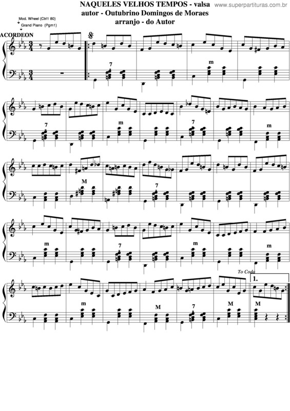 Partitura da música Naqueles Velhos Tempos v.2