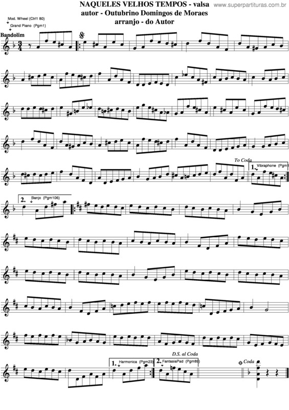 Partitura da música Naqueles Velhos Tempos v.3