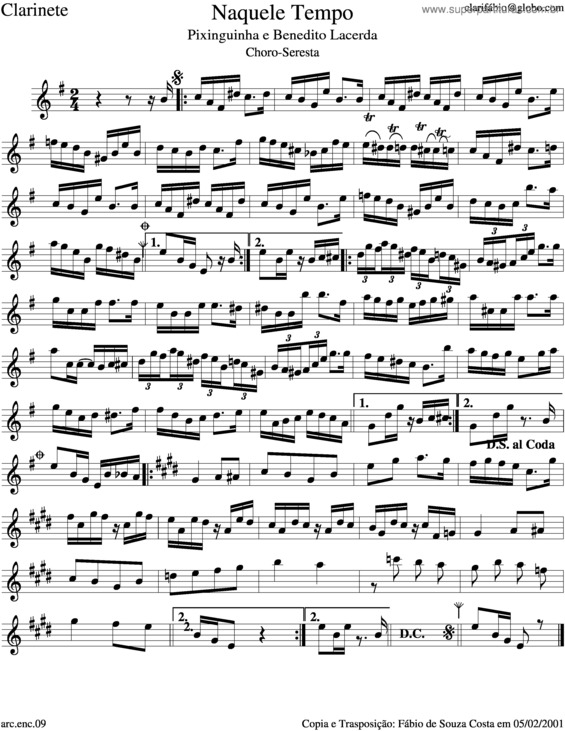 Partitura da música Naqueletempo