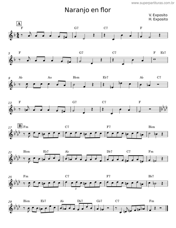 Partitura da música Naranjo En Flor – V. Expósito