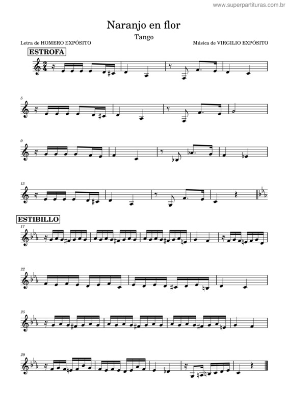 Partitura da música Naranjo En Flor – Virgilio Expósito Naranjo En Flor