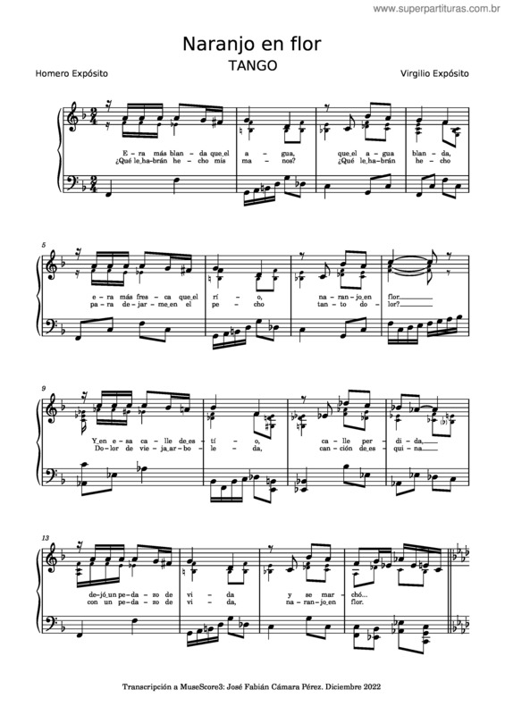 Partitura da música Naranjo En Flor – Virgilio Expósito