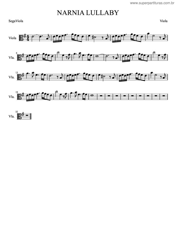 Partitura da música Narnia Lullaby