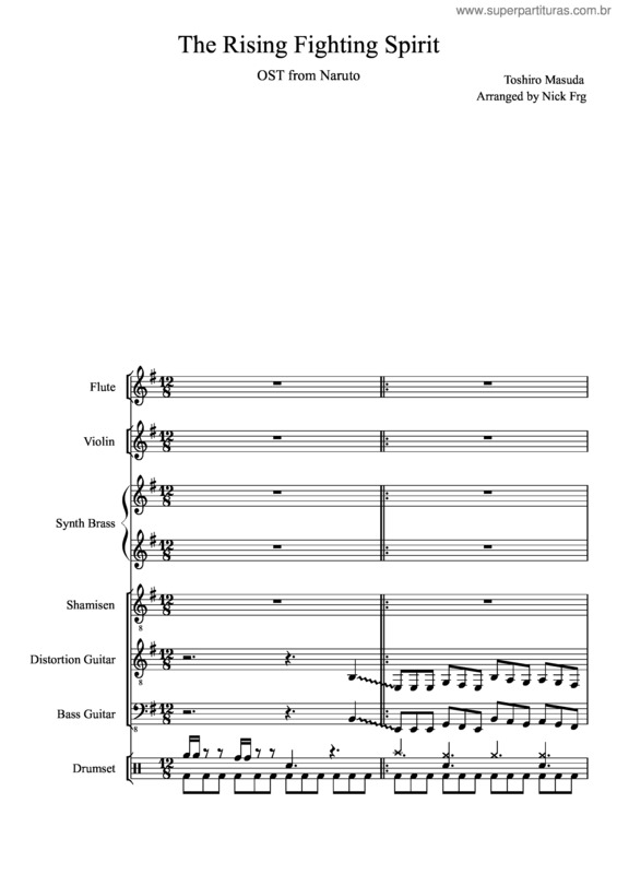 Partitura da música Naruto–The Rising Fighting Spirit
