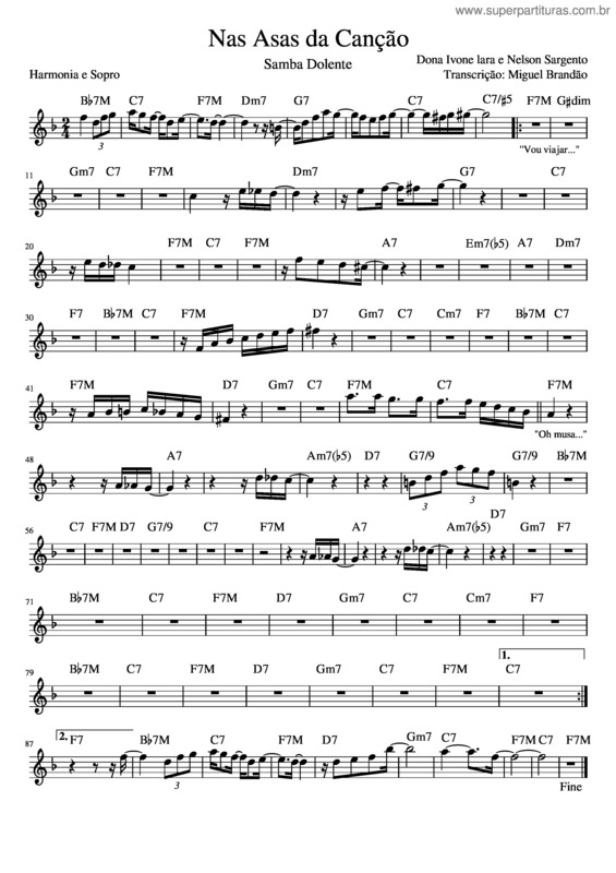 Partitura da música Nas Asas Da Canção Completo v.2