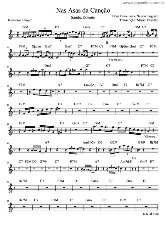 Partitura da música Nas Asas Da Canção Completo