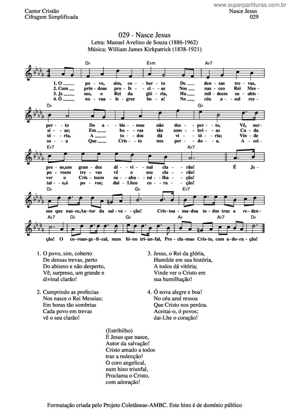 Partitura da música Nasce Jesus v.2