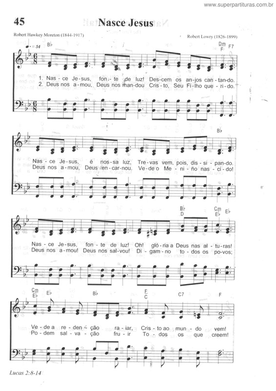 Partitura da música Nasce Jesus