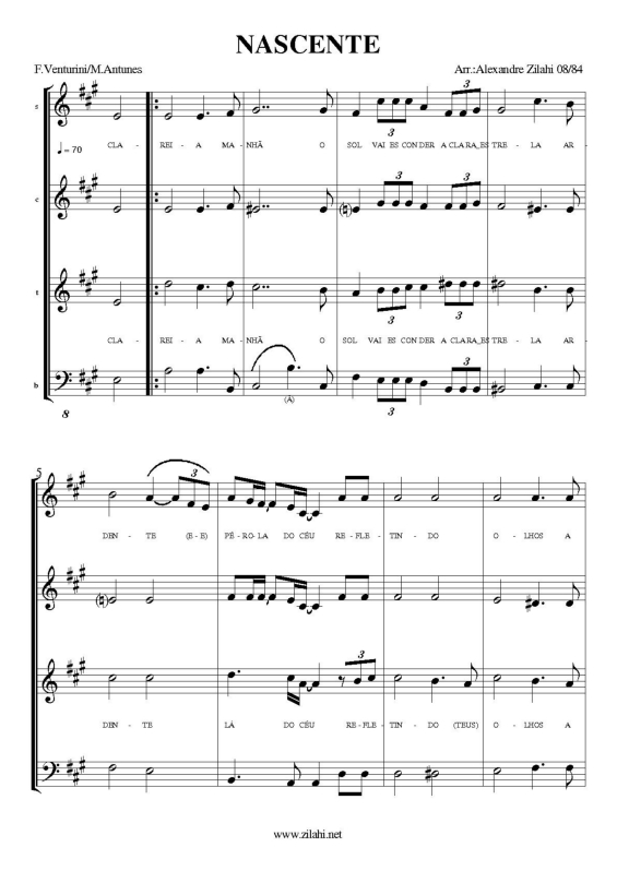 Partitura da música Nascente