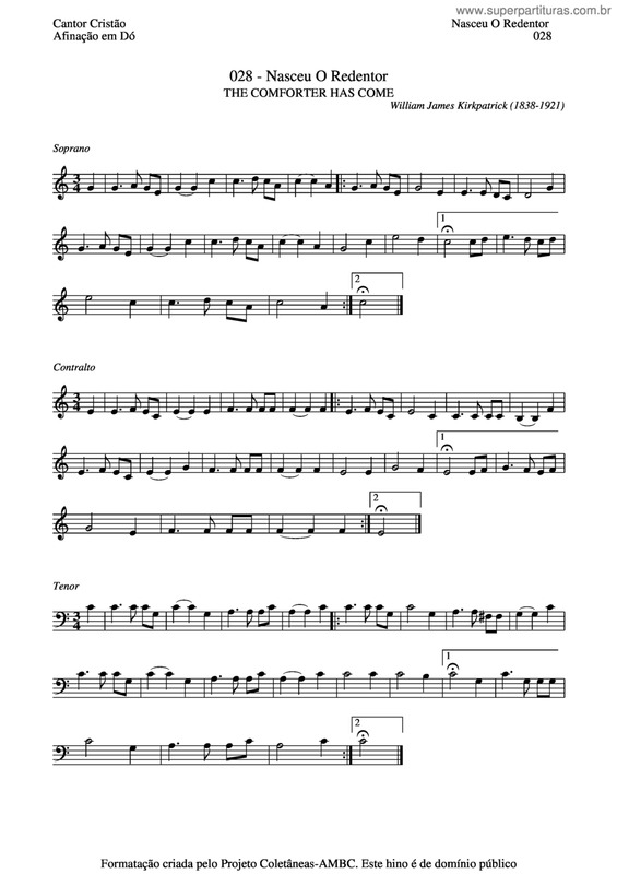 Partitura da música Nasceu O Redentor v.2