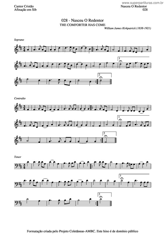 Partitura da música Nasceu O Redentor v.3