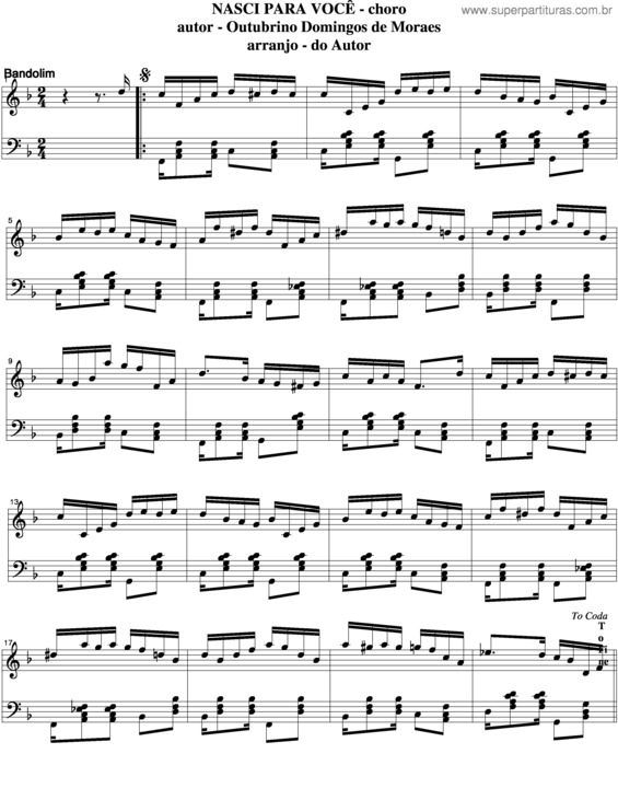 Partitura da música Nasci Para Você v.2