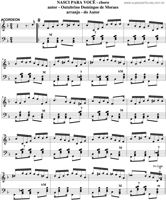 Partitura da música Nasci Para Você