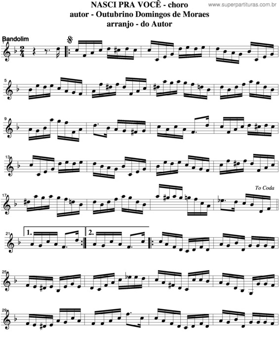 Partitura da música Nasci Pra Você v.2