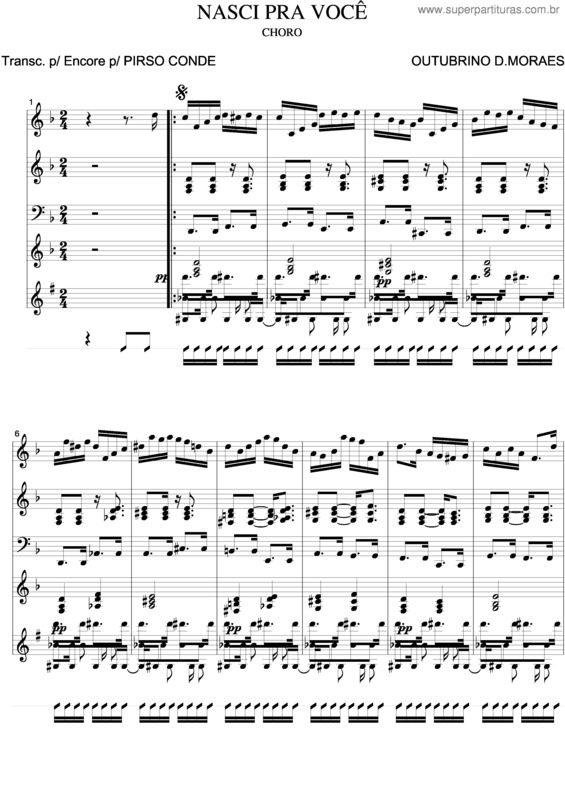 Partitura da música Nasci Pra Você