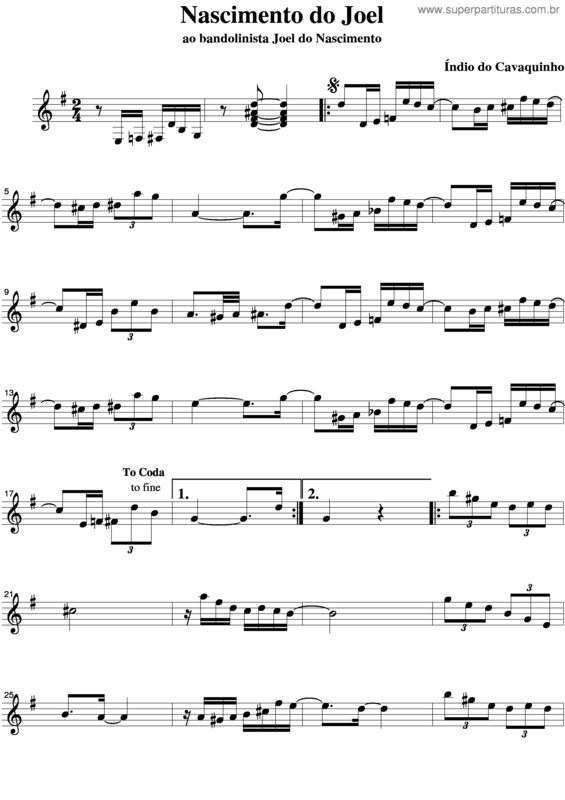 Partitura da música Nascimento Do Joel