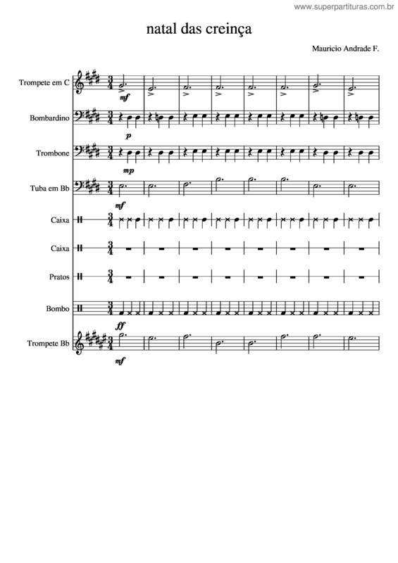 Partitura da música Natal Das Creinça