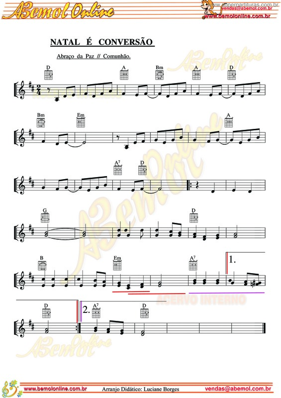 Partitura da música Natal É Conversão v.2