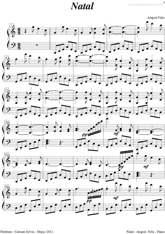 Partitura da música Natal v.2