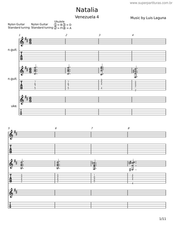 Partitura da música Natalia – Luis Laguna