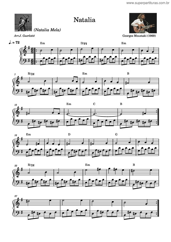 Partitura da música Natalia v.3