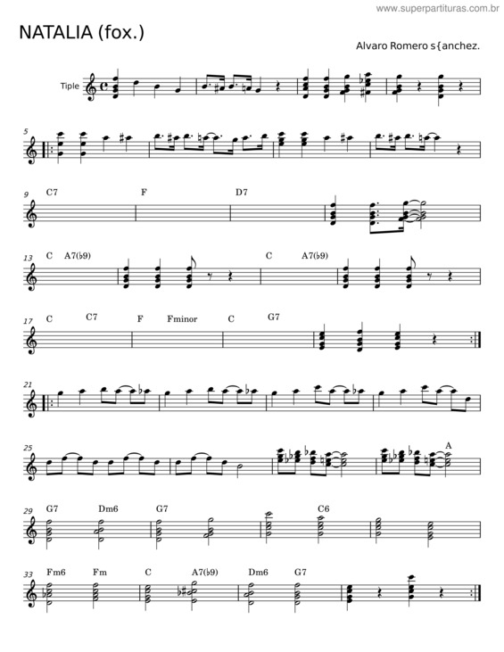 Partitura da música Natalia v.5