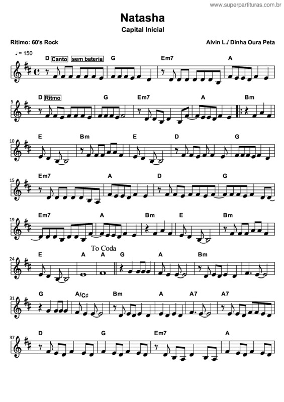Partitura da música Natasha v.3